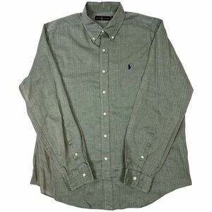 Ralph Lauren Shirt Green Solid Stretch Long Sleeve Button Down Cotton Men’s XL